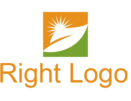 leaf and sun in square environment logo