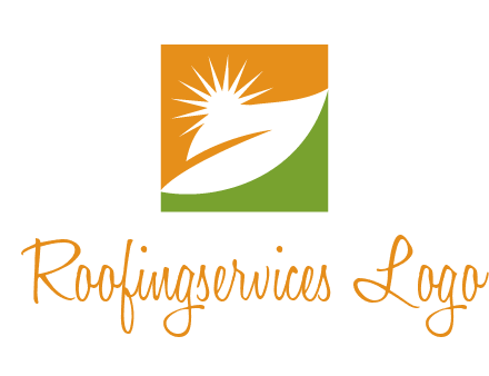 leaf and sun in square environment logo
