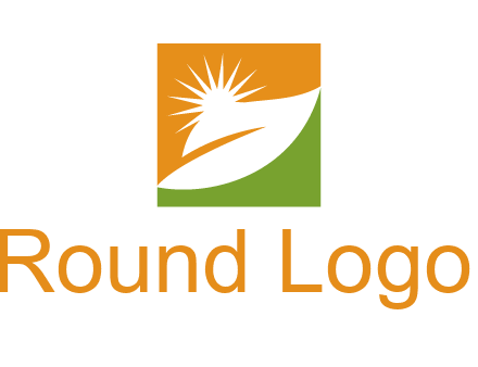 leaf and sun in square environment logo
