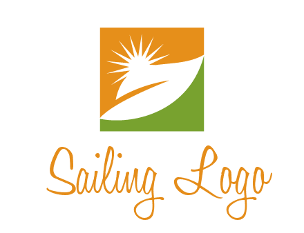 leaf and sun in square environment logo