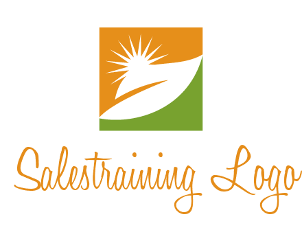 leaf and sun in square environment logo