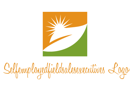 leaf and sun in square environment logo