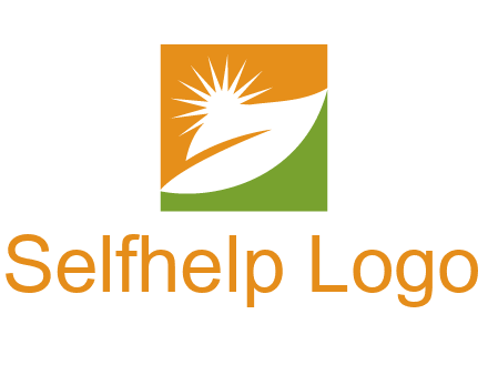 leaf and sun in square environment logo