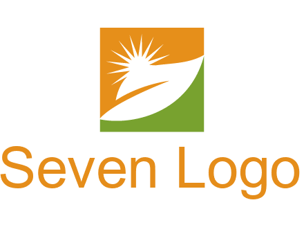 leaf and sun in square environment logo