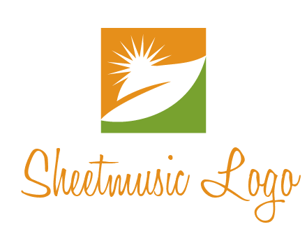 leaf and sun in square environment logo