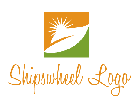leaf and sun in square environment logo