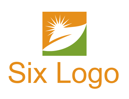 leaf and sun in square environment logo