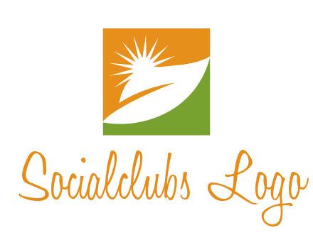leaf and sun in square environment logo