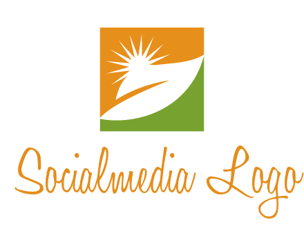 leaf and sun in square environment logo