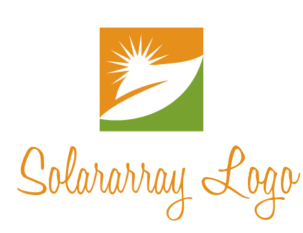 leaf and sun in square environment logo
