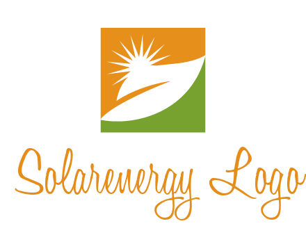 leaf and sun in square environment logo