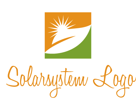 leaf and sun in square environment logo