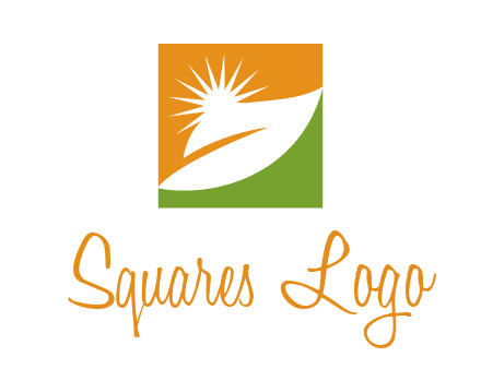 leaf and sun in square environment logo
