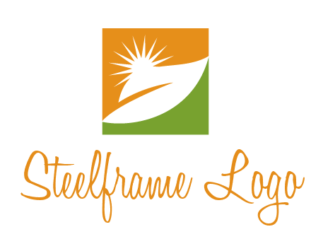 leaf and sun in square environment logo