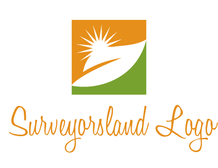 leaf and sun in square environment logo