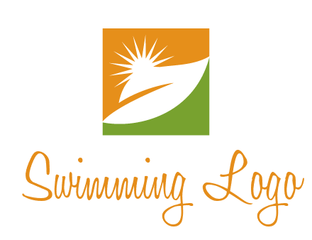 leaf and sun in square environment logo