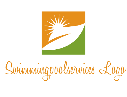 leaf and sun in square environment logo