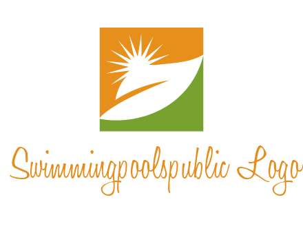 leaf and sun in square environment logo