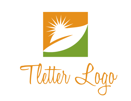 leaf and sun in square environment logo