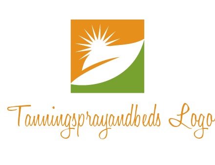 leaf and sun in square environment logo