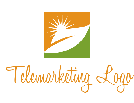 leaf and sun in square environment logo