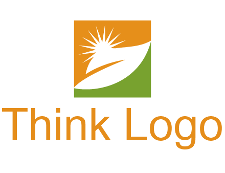 leaf and sun in square environment logo