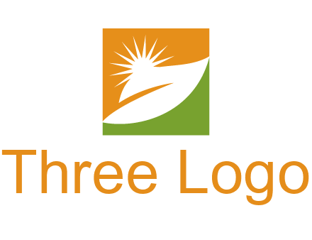 leaf and sun in square environment logo