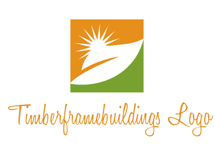 leaf and sun in square environment logo