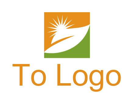 leaf and sun in square environment logo