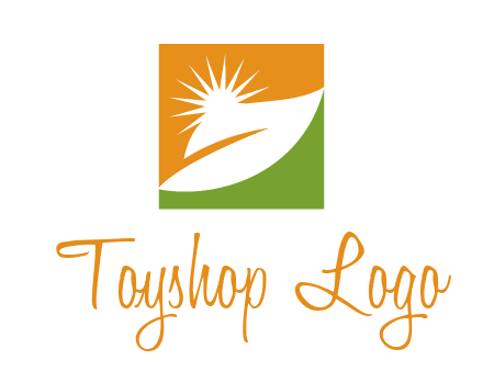 leaf and sun in square environment logo