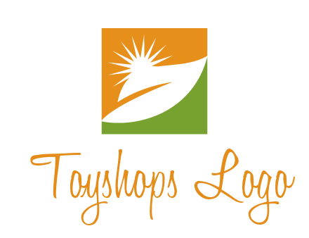 leaf and sun in square environment logo
