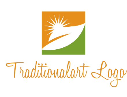 leaf and sun in square environment logo