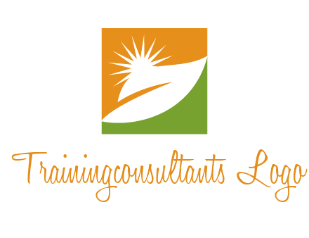 leaf and sun in square environment logo