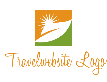 leaf and sun in square environment logo