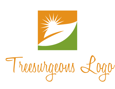 leaf and sun in square environment logo