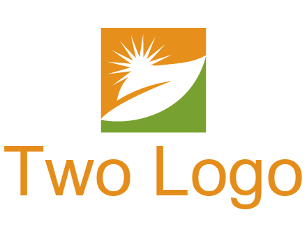 leaf and sun in square environment logo