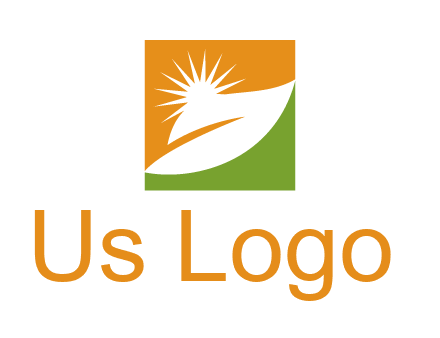 leaf and sun in square environment logo