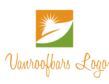 leaf and sun in square environment logo