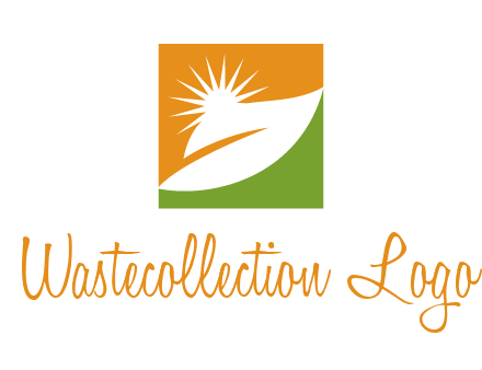leaf and sun in square environment logo