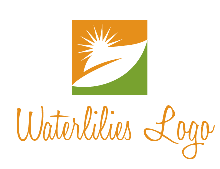 leaf and sun in square environment logo