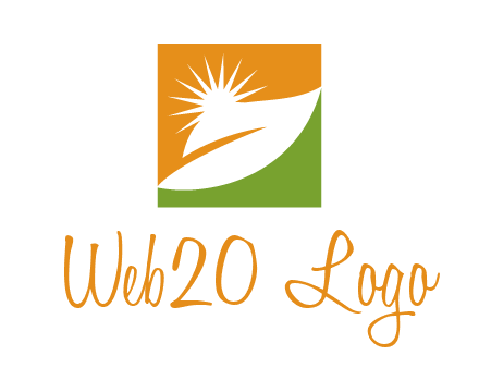 leaf and sun in square environment logo