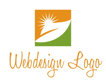leaf and sun in square environment logo