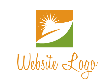 leaf and sun in square environment logo