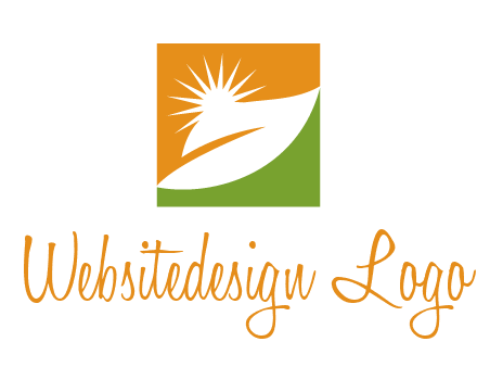 leaf and sun in square environment logo