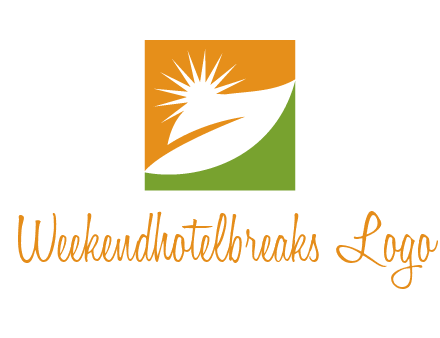 leaf and sun in square environment logo