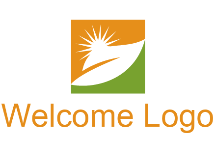 leaf and sun in square environment logo
