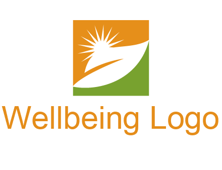 leaf and sun in square environment logo
