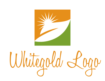leaf and sun in square environment logo