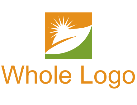 leaf and sun in square environment logo