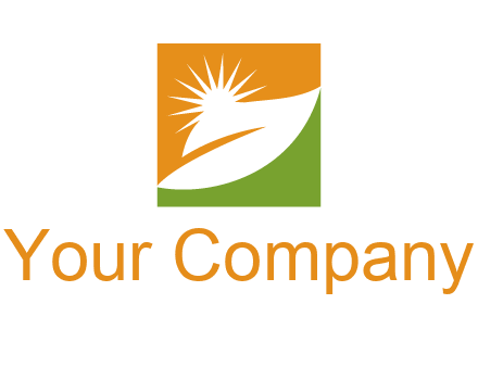leaf and sun in square environment logo